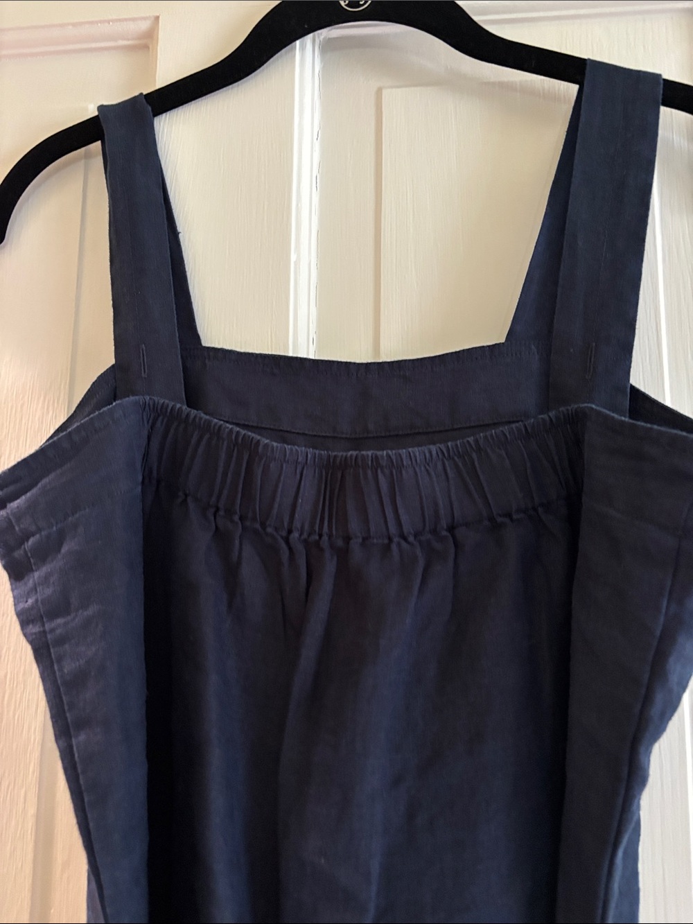 Quince linen Navy Square-Neck Jumpsuit with Belt - Picture 4 of 6